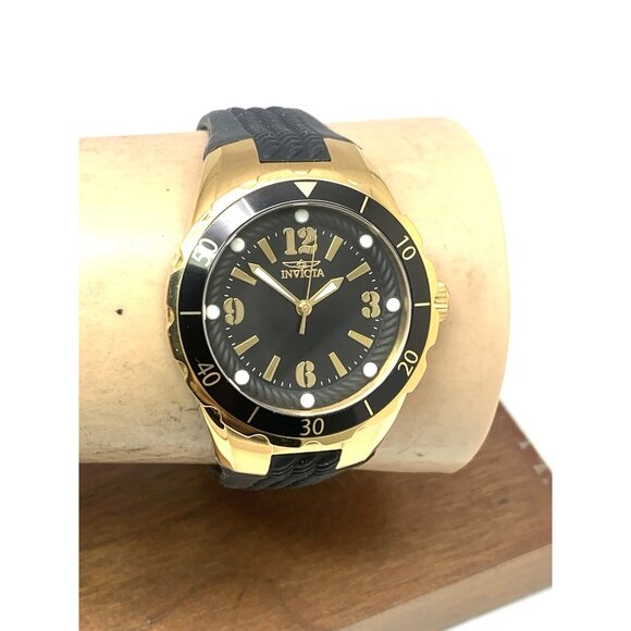 Invicta Women's Watch 17486 Angel Quartz Gold Black Rubber Band 38mm - Picture 12 of 15